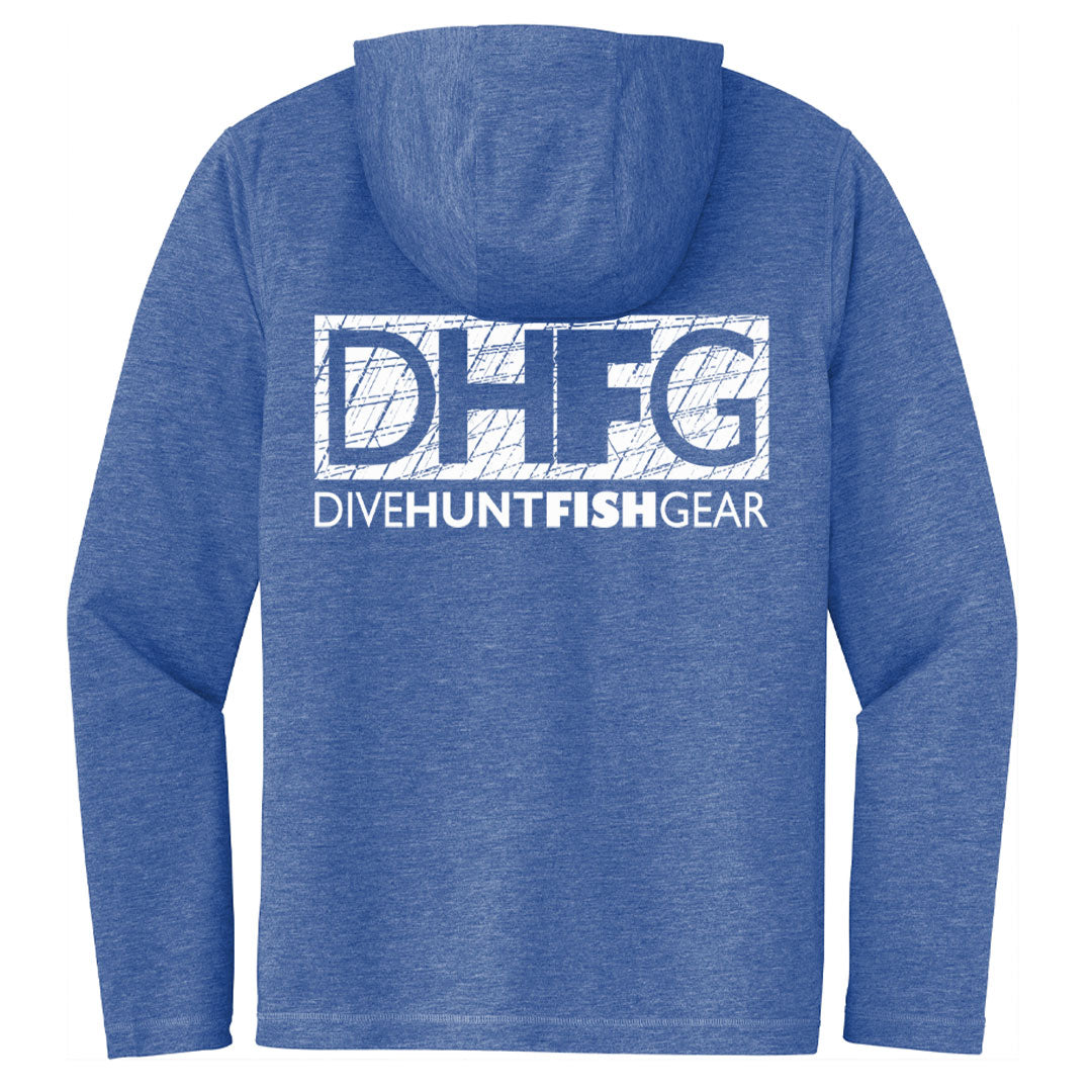Dive Hunt Fish Distress Long Sleeve Tri-blend Hooded T-Shirt